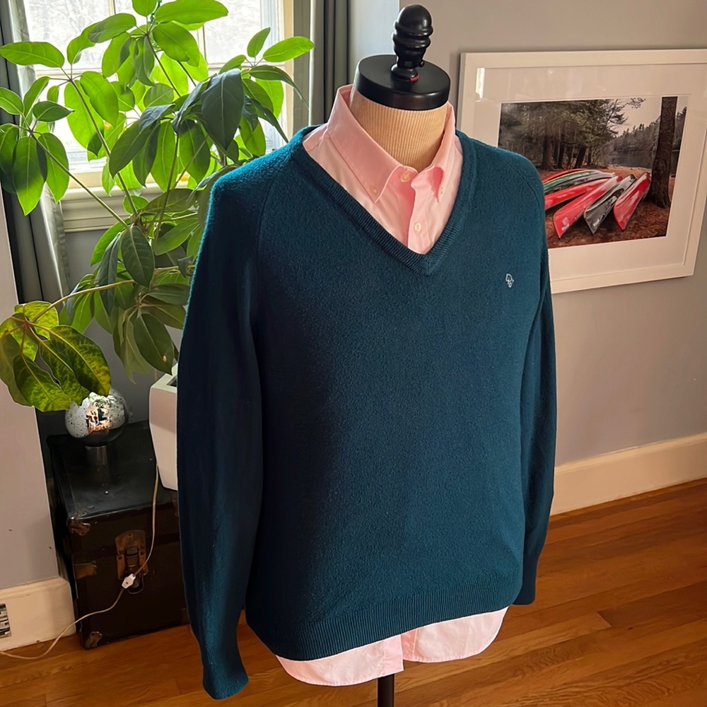 Dior Men's Teal V-Neck Sweater